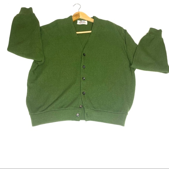 Vintage Other - Mens Sz L Vtg Robert Bruce Green  Cardigan Sweater